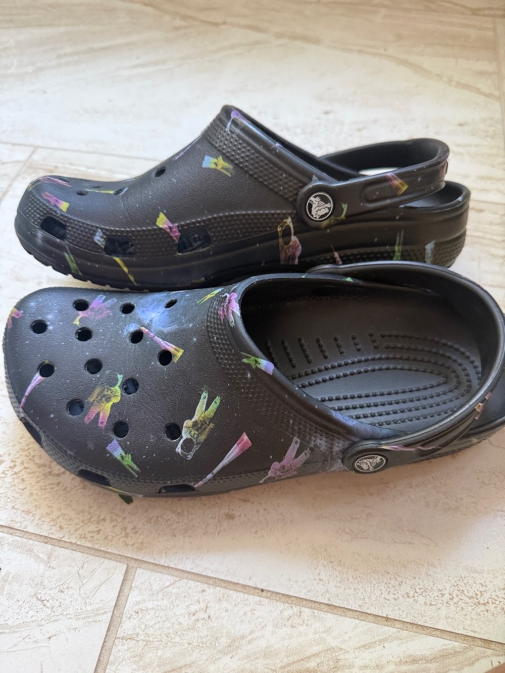 Black Space Out of this World Graphic Crocs